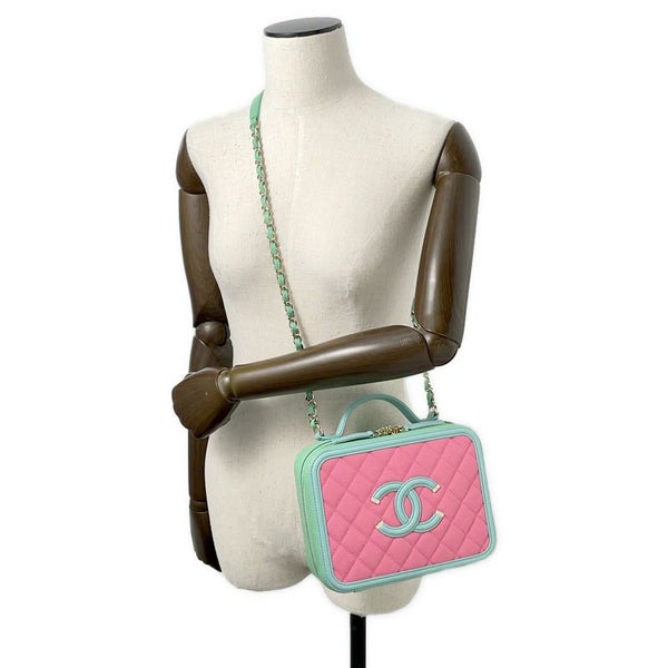 シャネル チェーンショルダーバッグ CCフィリグリー バニティバッグ キャビアスキン A93343 CHANEL ヴァニティ