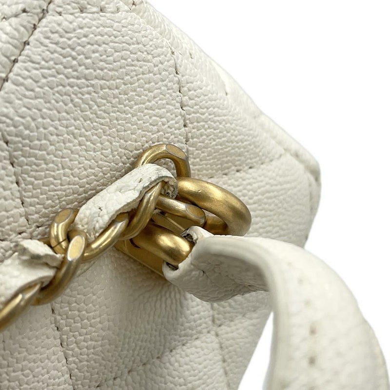 シャネル チェーンショルダーバッグ ミニ バニティケース マトラッセ ココマーク ソフトキャビアスキン AP2194 CHANEL 白