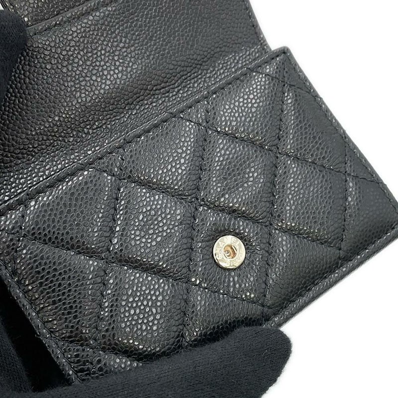 シャネル 三つ折り財布 マトラッセ ココマーク クラシック スモール フラップ ウォレット AP0230 CHANEL 黒