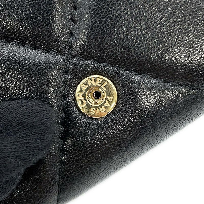 シャネル 三つ折り財布 キルティング ココマーク シャネル19 スモール フラップ ウォレット ラムスキン AP1789 CHANEL 黒