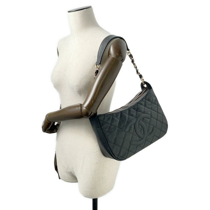 シャネル チェーンショルダーバッグ マトラッセ ココマーク キャビアスキン A20993 CHANEL バッグ ワンショルダー 黒