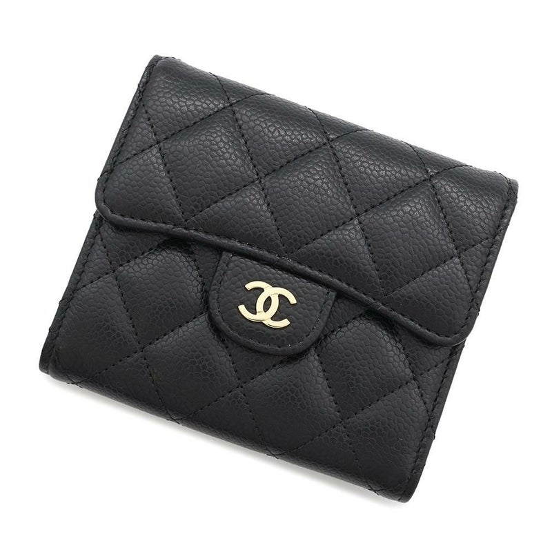 シャネル 三つ折り財布 クラシック スモール フラップ ウォレット キャビアスキン AP0231 CHANEL 黒