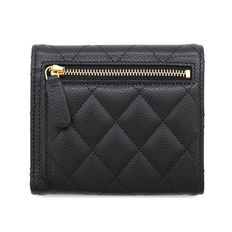 シャネル 三つ折り財布 クラシック スモール フラップ ウォレット キャビアスキン AP0231 CHANEL 黒