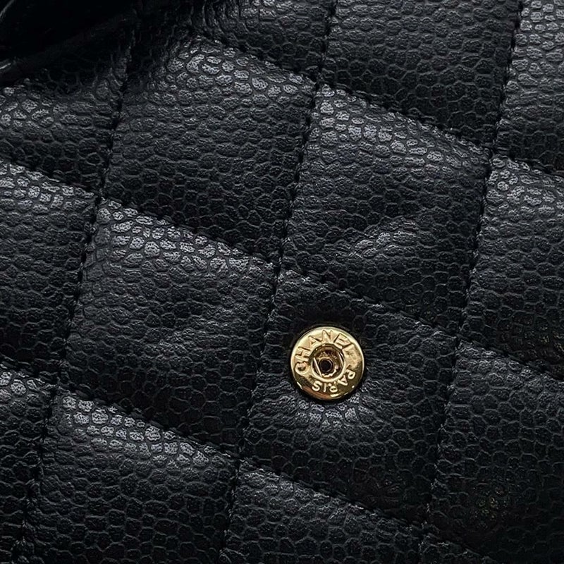 シャネル 三つ折り財布 クラシック スモール フラップ ウォレット キャビアスキン AP0231 CHANEL 黒