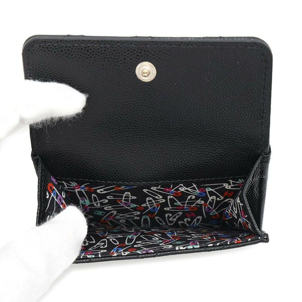 シャネル 三つ折り財布 マトラッセ ココマーク コンパクトウォレット キャビアスキン AP4084 CHANEL 財布 黒