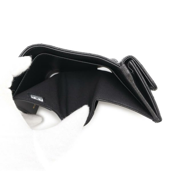 シャネル 三つ折り財布 マトラッセ ココマーク スモール フラップ ウォレット キャビアスキン AP3518 CHANEL 黒