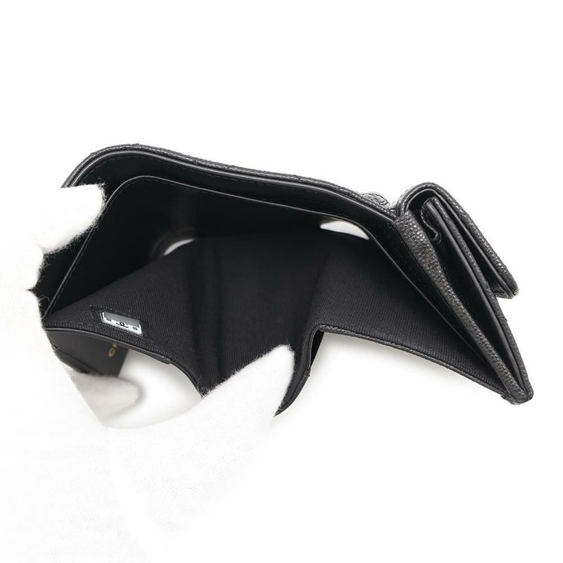 シャネル 三つ折り財布 マトラッセ ココマーク スモール フラップ ウォレット キャビアスキン AP3518 CHANEL 黒