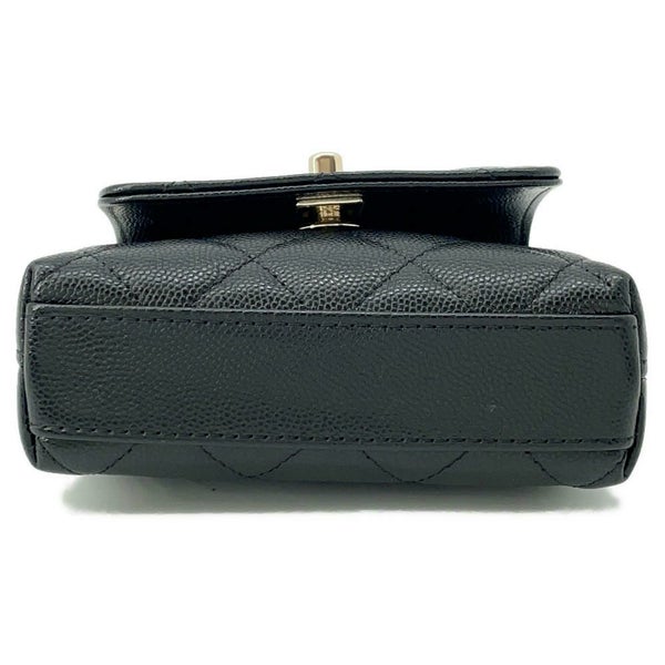 シャネル チェーンショルダーバッグ ココハンドル マトラッセ マイクロ キャビアスキン AP4245 CHANEL 2way 黒