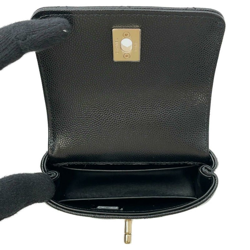 シャネル チェーンショルダーバッグ ココハンドル マトラッセ マイクロ キャビアスキン AP4245 CHANEL 2way 黒