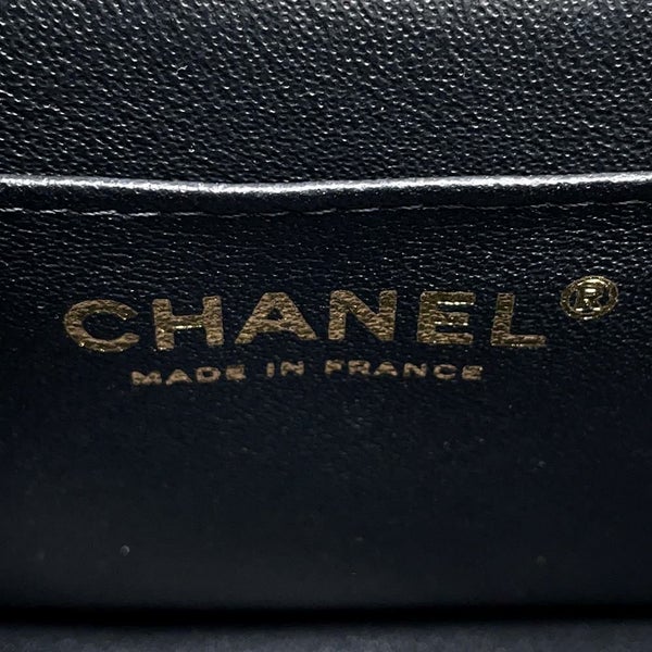 シャネル チェーンショルダーバッグ マトラッセ ココマーク トップハンドル ミニ キャビアスキン AS2431 黒