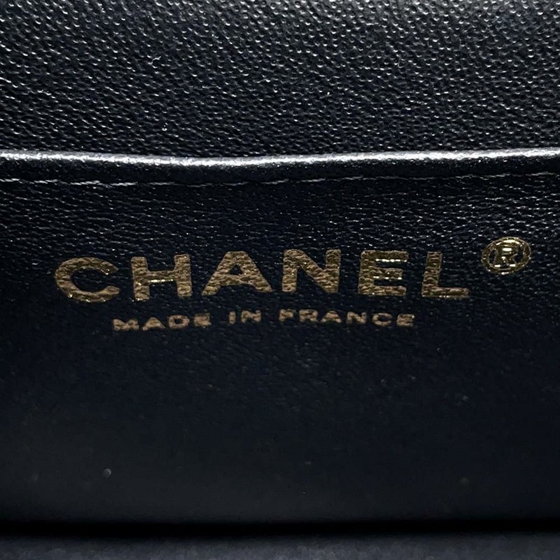 シャネル チェーンショルダーバッグ マトラッセ ココマーク トップハンドル ミニ キャビアスキン AS2431 黒