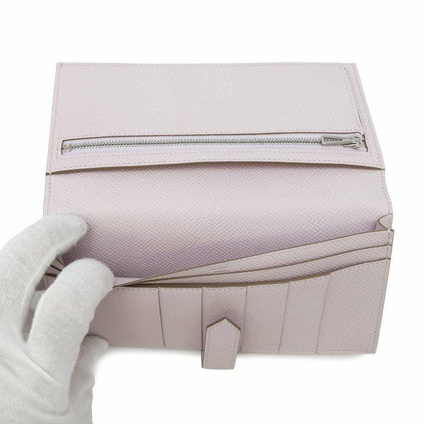 エルメス 長財布 ベアンスフレ マチ有り モーヴぺール/シルバー金具 エプソン U刻印 HERMES 財布