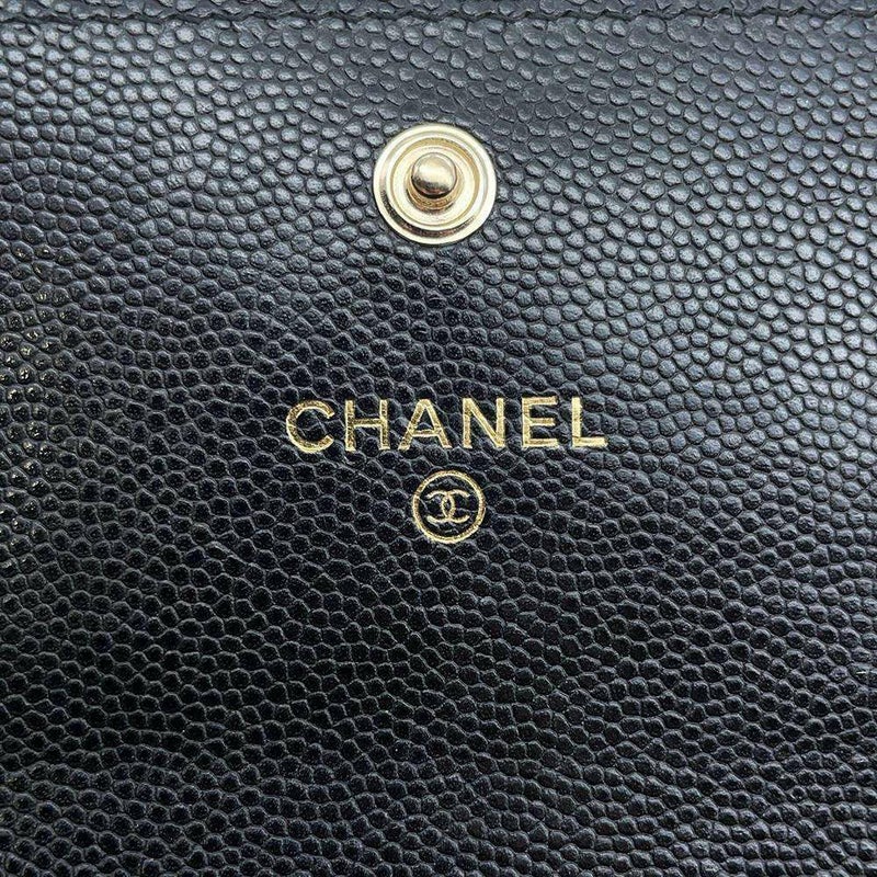 シャネル 長財布 マトラッセ フラップ ココマーク ラインストーン キャビアスキン AP3339 財布 黒