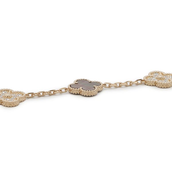 ヴァンクリーフ＆アーペル ブレスレット ヴィンテージ アルハンブラ 5モチーフ グレーマザーオブパール ダイヤ 24P K18PG VCARP2R100