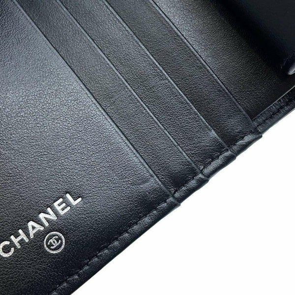 シャネル 二つ折り財布 ココマーク マトラッセ クラシック スモールウォレット レザー AP3817 黒