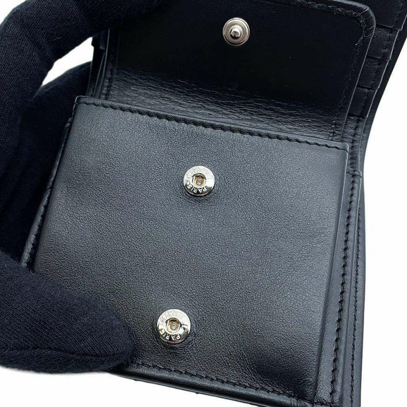 シャネル 二つ折り財布 ココマーク マトラッセ クラシック スモールウォレット レザー AP3817 黒