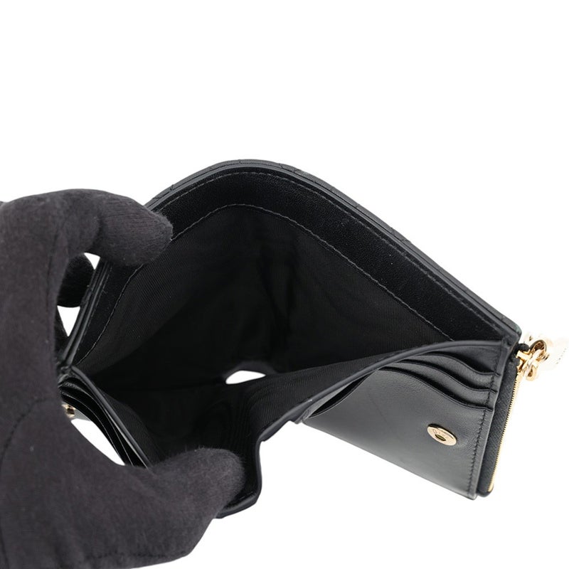クリスチャン・ディオール 二つ折り財布 レディディオール Dahlia  カナージュ レザー S6037ONMJ_M900 Christian Dior 黒