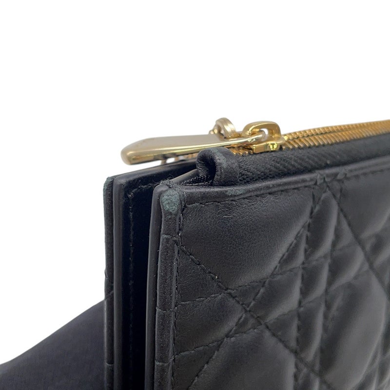 クリスチャン・ディオール 二つ折り財布 レディディオール Dahlia  カナージュ レザー S6037ONMJ_M900 Christian Dior 黒