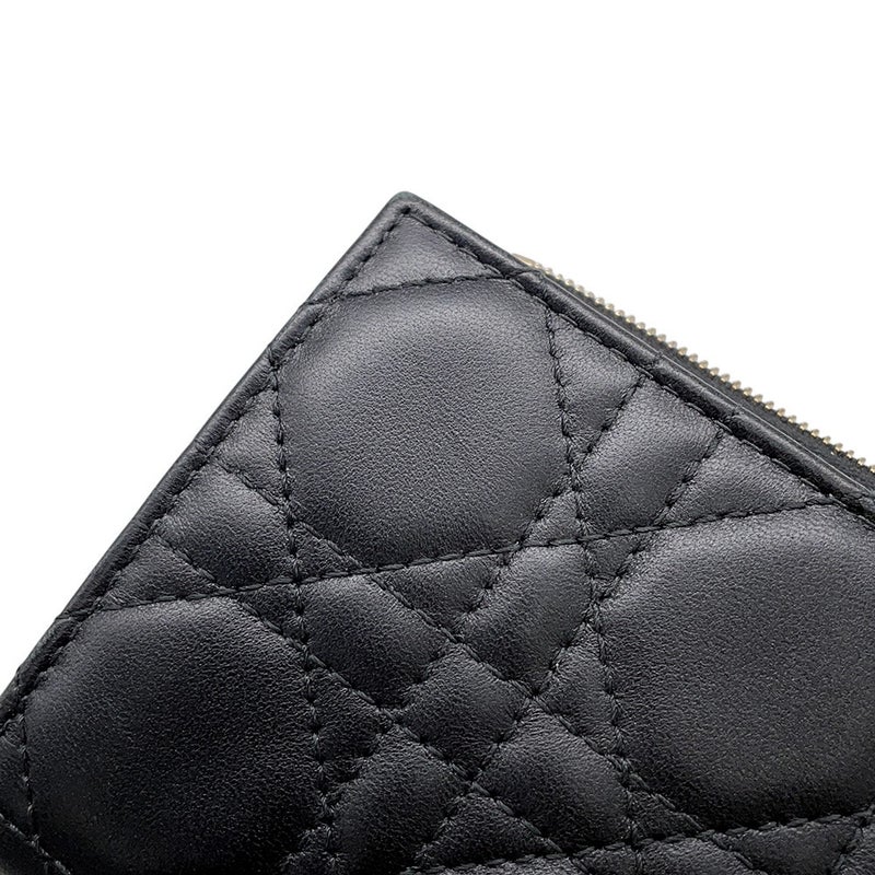 クリスチャン・ディオール 二つ折り財布 レディディオール Dahlia  カナージュ レザー S6037ONMJ_M900 Christian Dior 黒
