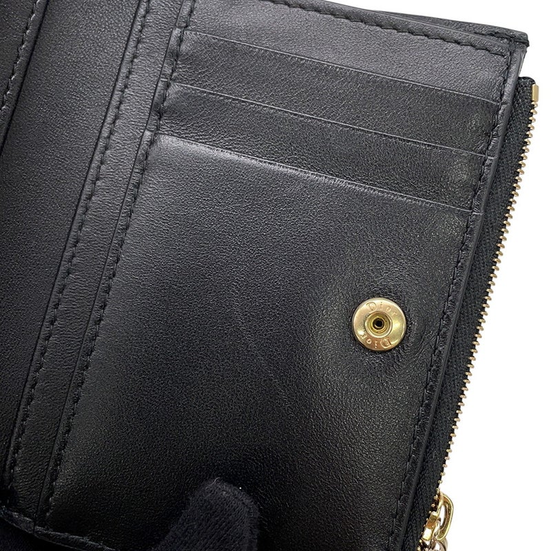 クリスチャン・ディオール 二つ折り財布 レディディオール Dahlia  カナージュ レザー S6037ONMJ_M900 Christian Dior 黒