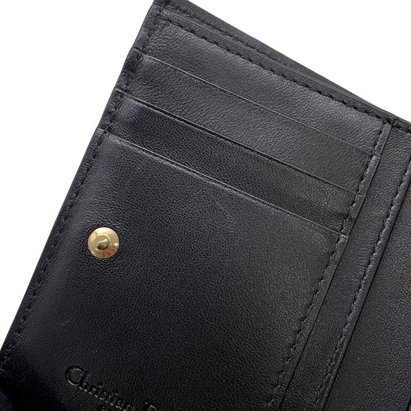 クリスチャン・ディオール 二つ折り財布 レディディオール Dahlia  カナージュ レザー S6037ONMJ_M900 Christian Dior 黒