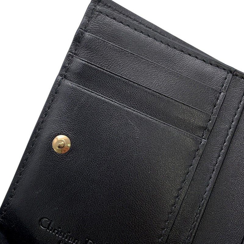 クリスチャン・ディオール 二つ折り財布 レディディオール Dahlia  カナージュ レザー S6037ONMJ_M900 Christian Dior 黒