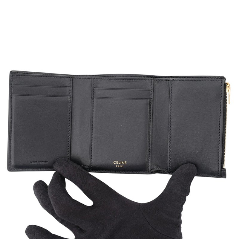 セリーヌ 三つ折り財布 ファイン ストラップウォレット ニノ レザー 10M963GHH.38NO CELINE 財布 黒