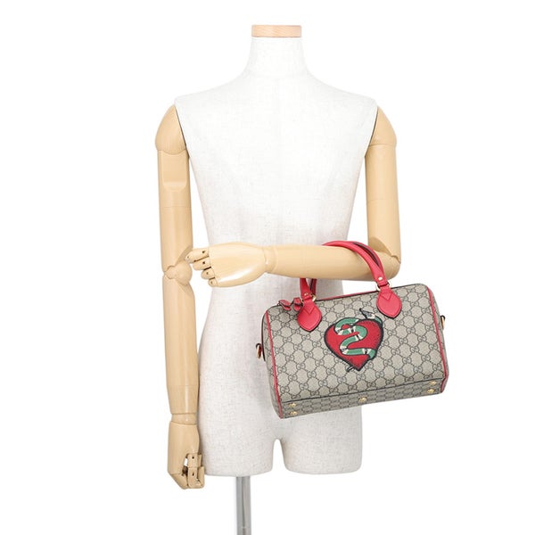 グッチ ハンドバッグ  ボストン スネーク ハートGGスプリーム/レザー 409529 GUCCI 2wayショルダー ホリデーコレクション