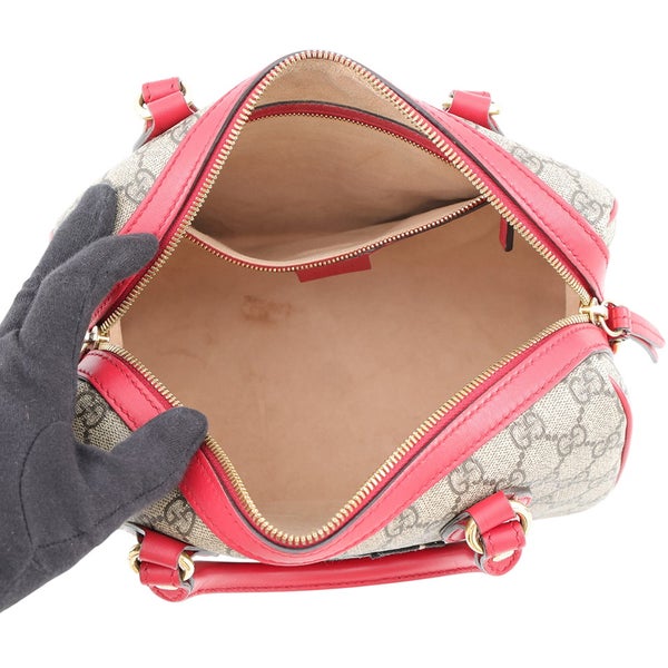 グッチ ハンドバッグ  ボストン スネーク ハートGGスプリーム/レザー 409529 GUCCI 2wayショルダー ホリデーコレクション