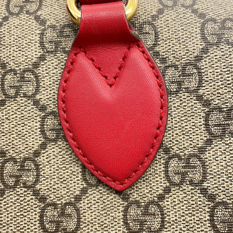 グッチ ハンドバッグ  ボストン スネーク ハートGGスプリーム/レザー 409529 GUCCI 2wayショルダー ホリデーコレクション