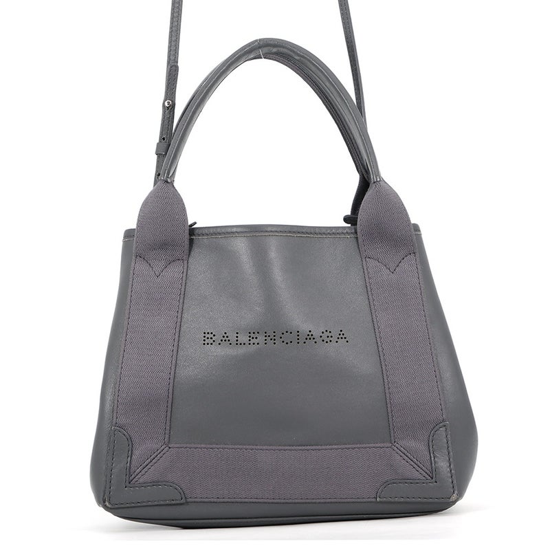 バレンシアガ ハンドバッグ ネイビーカバ XS パンチング ポーチ付 レザー キャンバス 390346 BALENCIAGA 2way