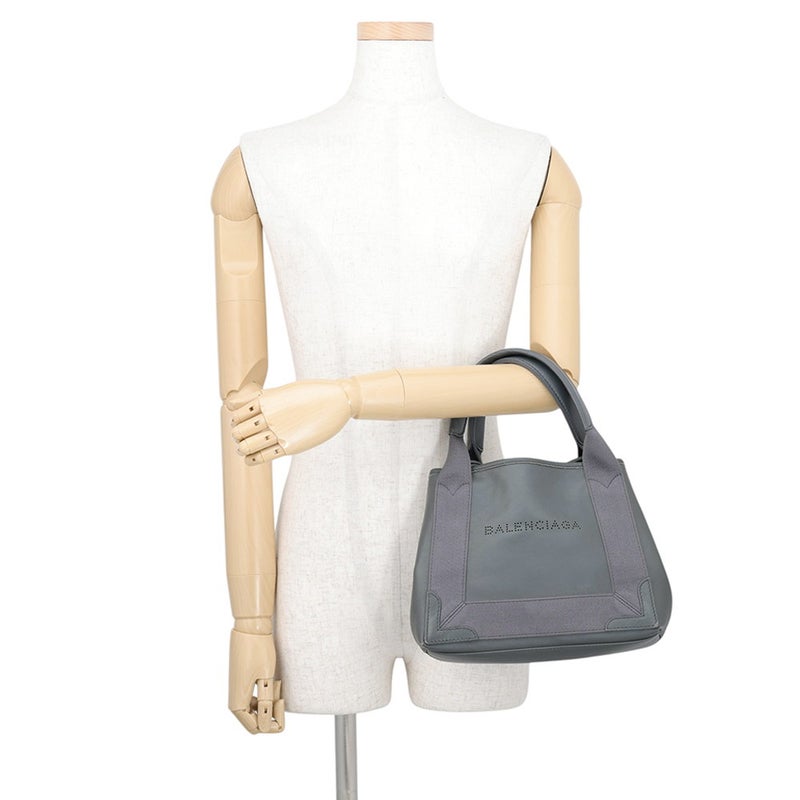 バレンシアガ ハンドバッグ ネイビーカバ XS パンチング ポーチ付 レザー キャンバス 390346 BALENCIAGA 2way