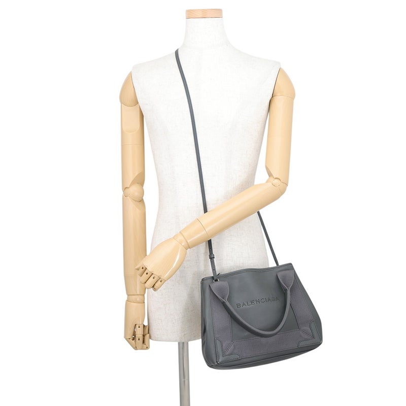バレンシアガ ハンドバッグ ネイビーカバ XS パンチング ポーチ付 レザー キャンバス 390346 BALENCIAGA 2way