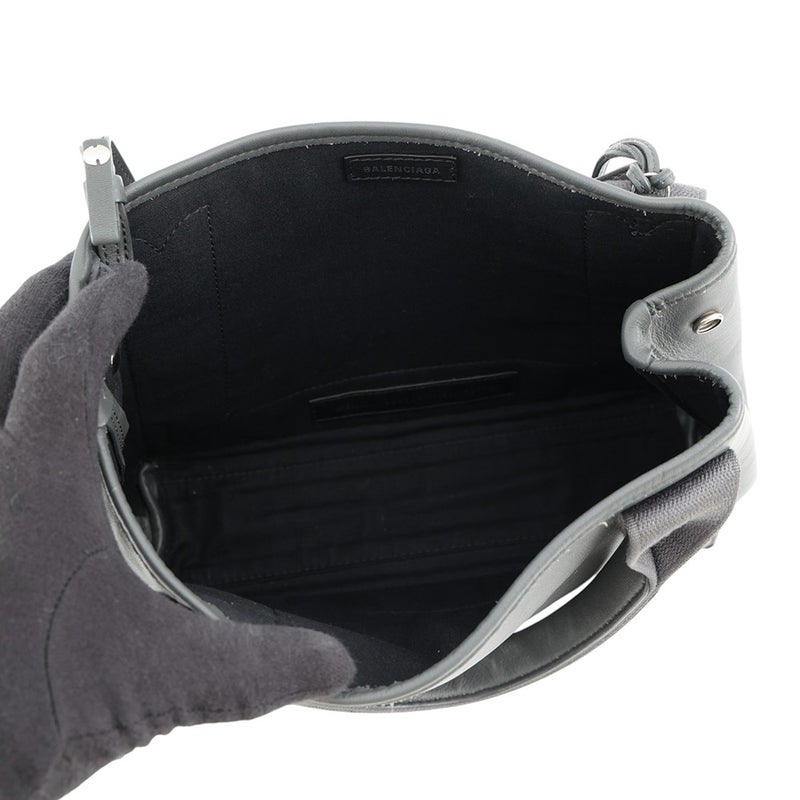 バレンシアガ ハンドバッグ ネイビーカバ XS パンチング ポーチ付 レザー キャンバス 390346 BALENCIAGA 2way