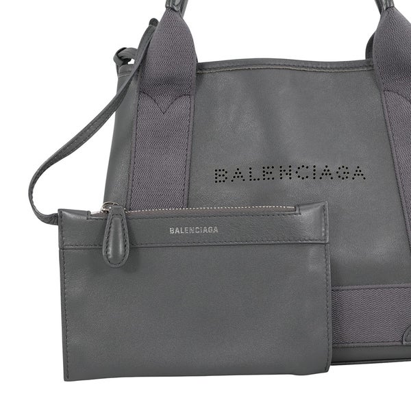 バレンシアガ ハンドバッグ ネイビーカバ XS パンチング ポーチ付 レザー キャンバス 390346 BALENCIAGA 2way