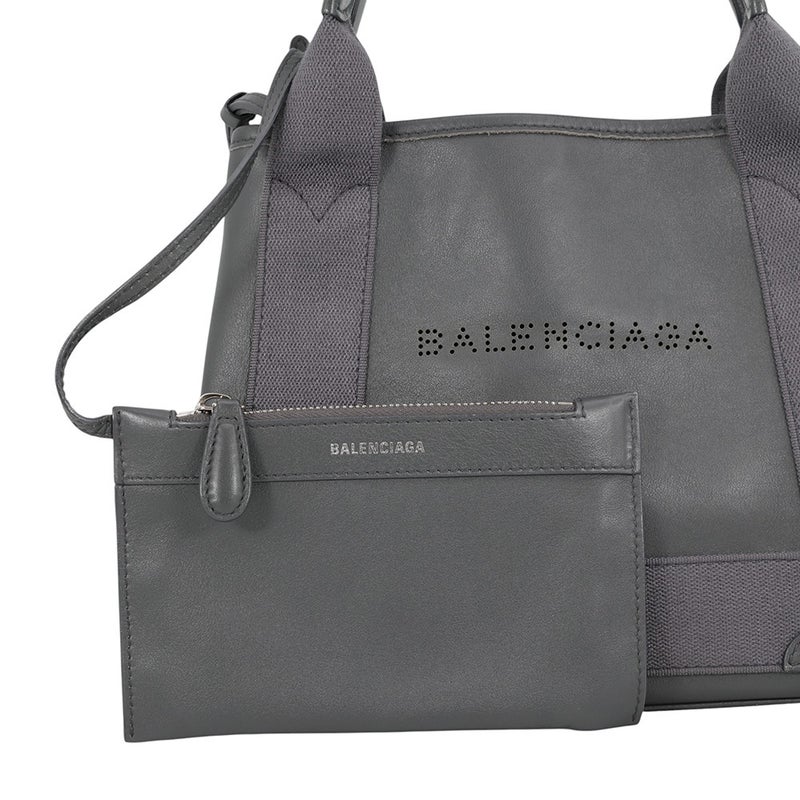 バレンシアガ ハンドバッグ ネイビーカバ XS パンチング ポーチ付 レザー キャンバス 390346 BALENCIAGA 2way