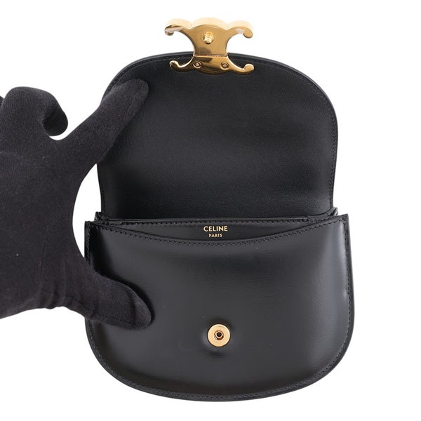 セリーヌ ハンドバッグ トリオンフ ミニ ブザス クレア カーフレザー 10L063 CELINE ミニバッグ 2wayショルダー 黒