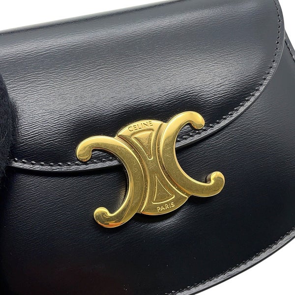 セリーヌ ハンドバッグ トリオンフ ミニ ブザス クレア カーフレザー 10L063 CELINE ミニバッグ 2wayショルダー 黒