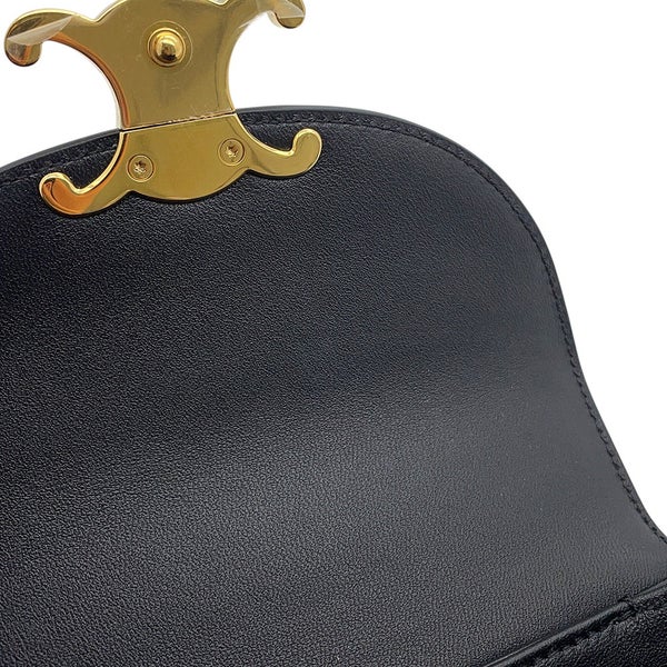 セリーヌ ハンドバッグ トリオンフ ミニ ブザス クレア カーフレザー 10L063 CELINE ミニバッグ 2wayショルダー 黒