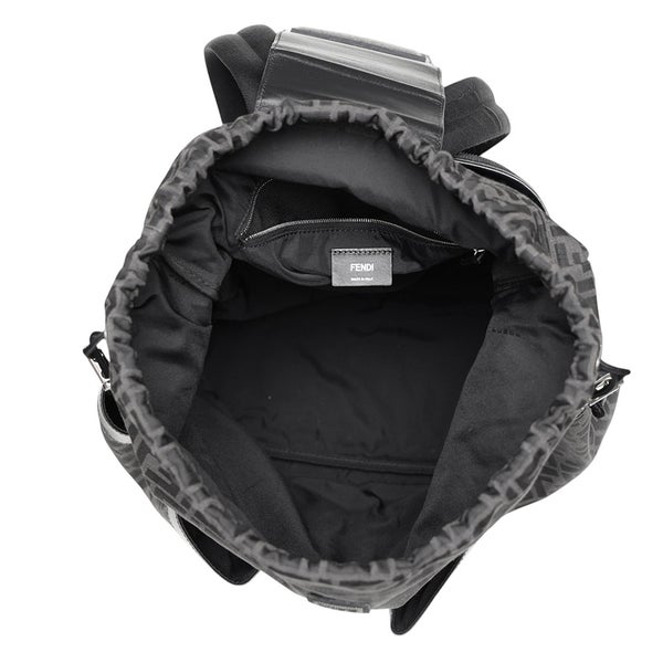 フェンディ リュック ドローストリング FFジャカード/レザー 7VZ056 FENDI バッグパック 黒