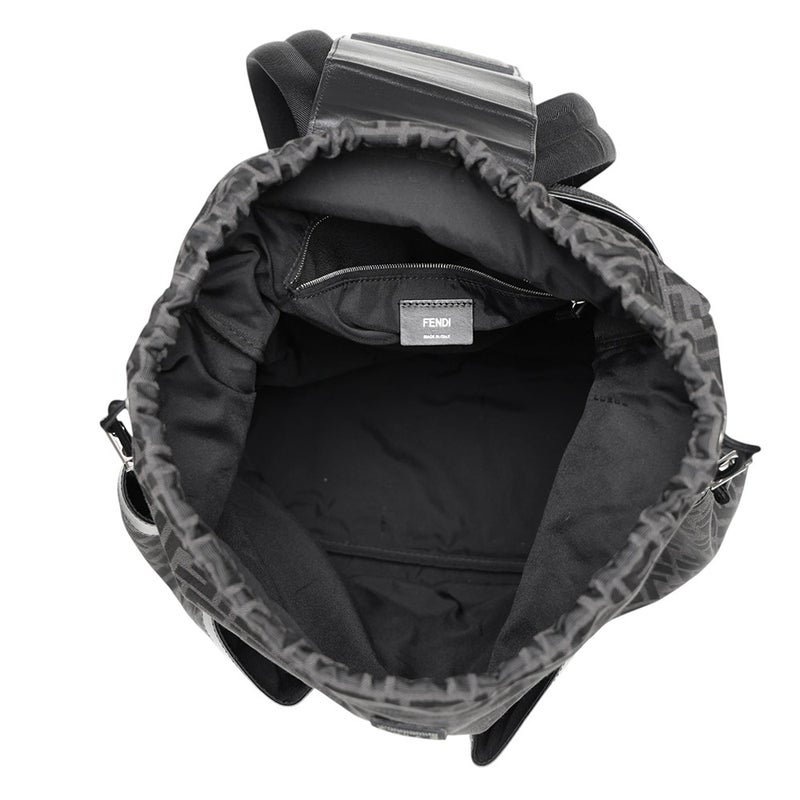 フェンディ リュック ドローストリング FFジャカード/レザー 7VZ056 FENDI バッグパック 黒