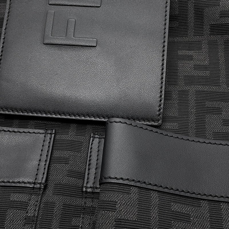 フェンディ リュック ドローストリング FFジャカード/レザー 7VZ056 FENDI バッグパック 黒