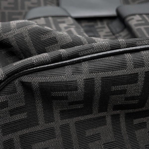 フェンディ リュック ドローストリング FFジャカード/レザー 7VZ056 FENDI バッグパック 黒