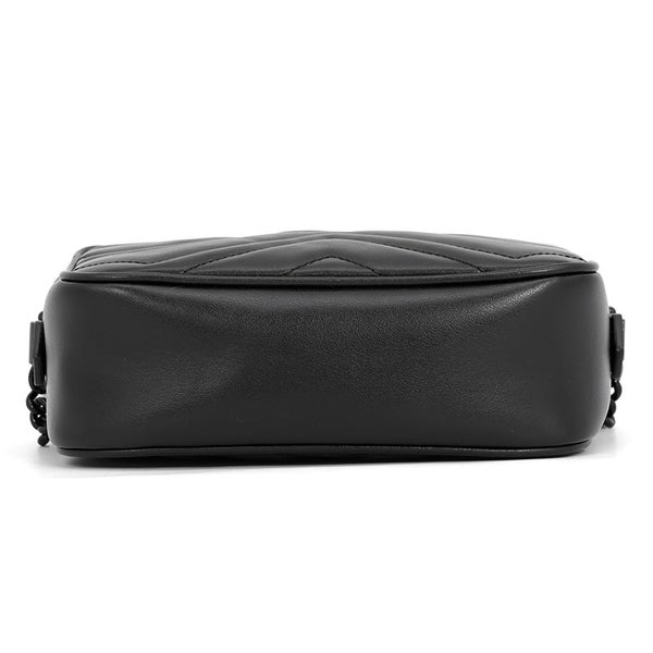グッチ チェーンショルダーバッグ ミニ GGマーモント レザー 448065 GUCCI カメラバッグ 黒