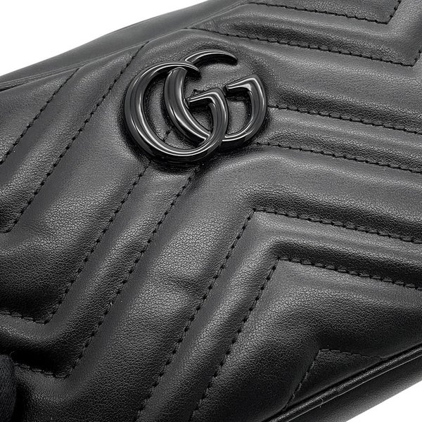 グッチ チェーンショルダーバッグ ミニ GGマーモント レザー 448065 GUCCI カメラバッグ 黒
