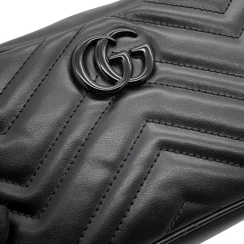 グッチ チェーンショルダーバッグ ミニ GGマーモント レザー 448065 GUCCI カメラバッグ 黒
