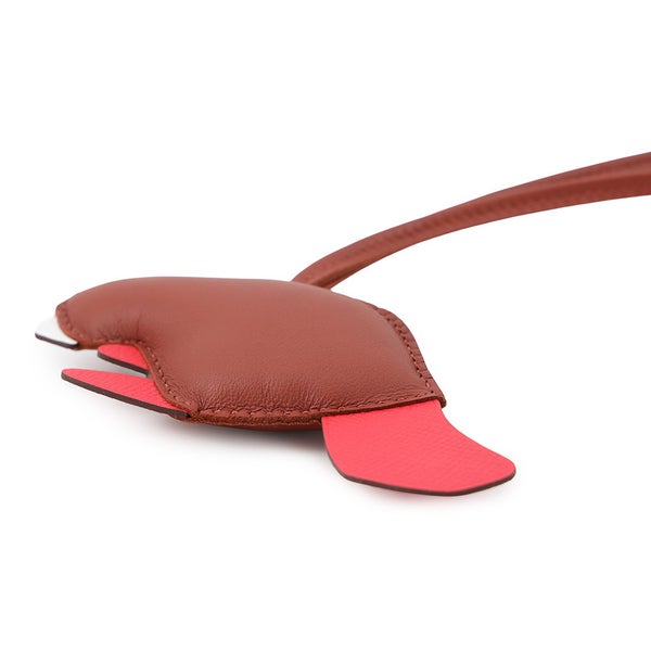 エルメス バッグチャーム プティアッシュ ブラウン ラムスキン/シェブルミゾル HERMES チャーム