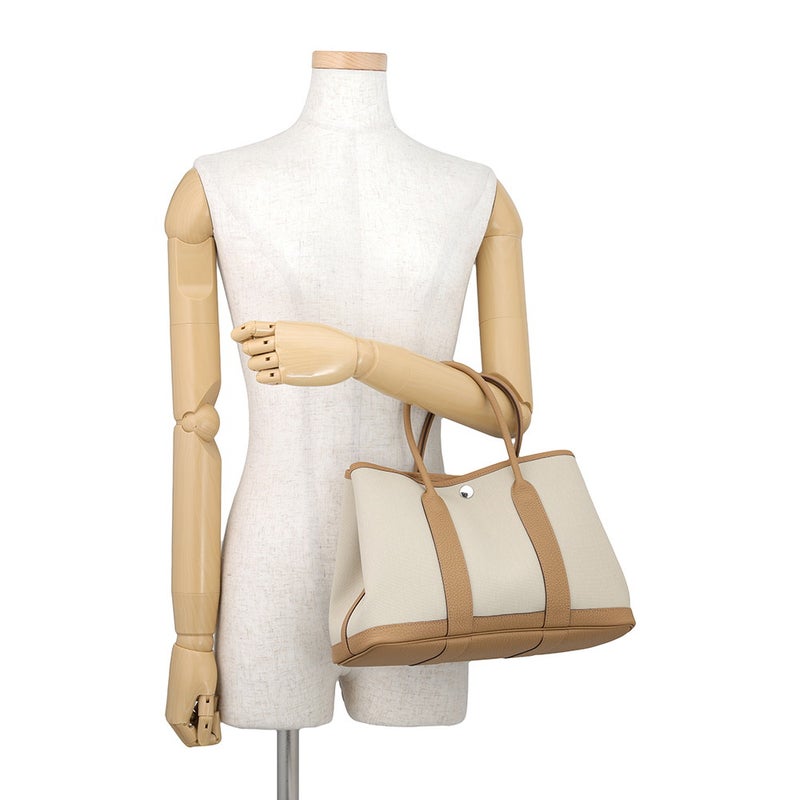 エルメス トートバッグ ガーデンパーティTPM べトン/ビスキュイ/シルバー金具 ネゴンダ/トワルミリタリー W刻印 HERMES