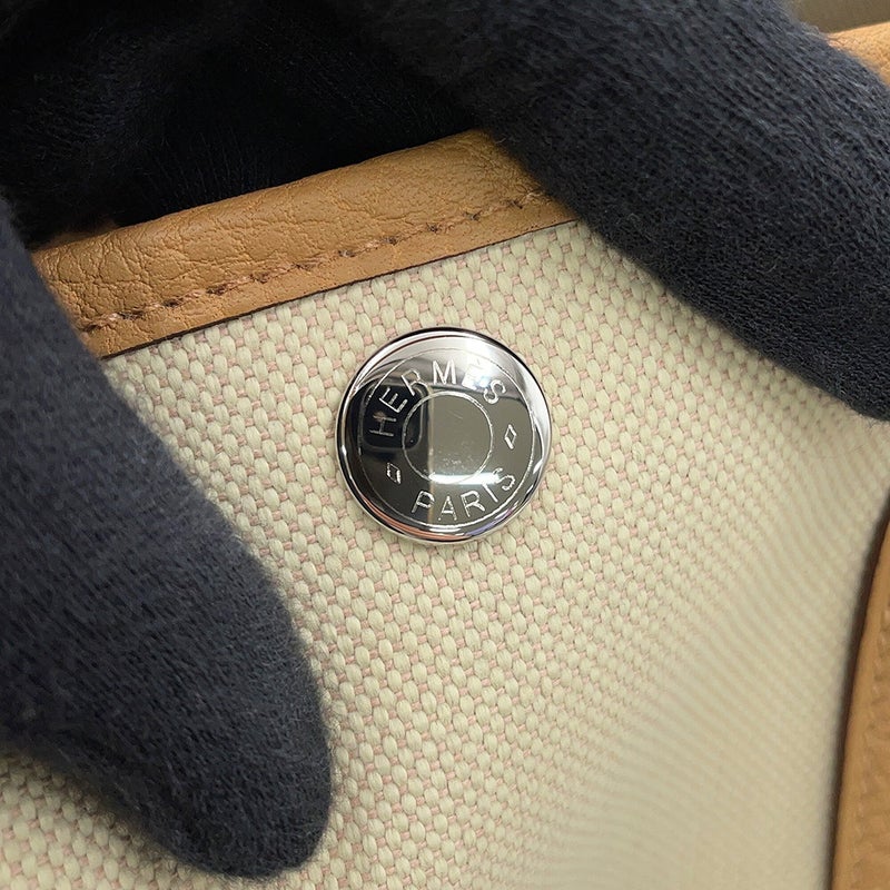エルメス トートバッグ ガーデンパーティTPM べトン/ビスキュイ/シルバー金具 ネゴンダ/トワルミリタリー W刻印 HERMES