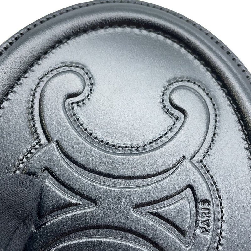 セリーヌ ショルダーバッグ キュイルトリオンフ オーバル レザー 10I70 3DPQ CELINE ポシェット  黒